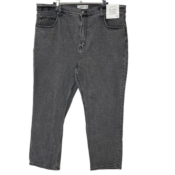 Abercrombie NWT Ultra High Rise Ankle Jeans Washed Black Women’s Size 34 Straigh - Picture 1 of 14